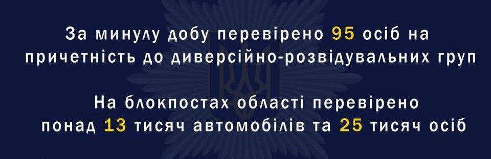 На Дніпропетровщині за добу на причетність до ДРГ перевірено 95 осіб